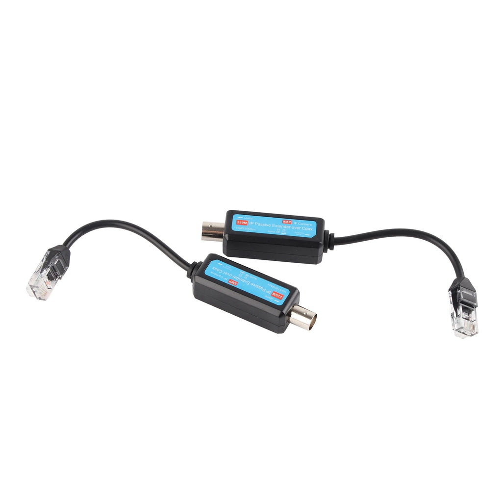 1Pair 10/100Mbps 1CH Passive IP Network Coaxial Transmitter Receiver Extender over Coax Stable Transmission for IP NVR Camera Qme