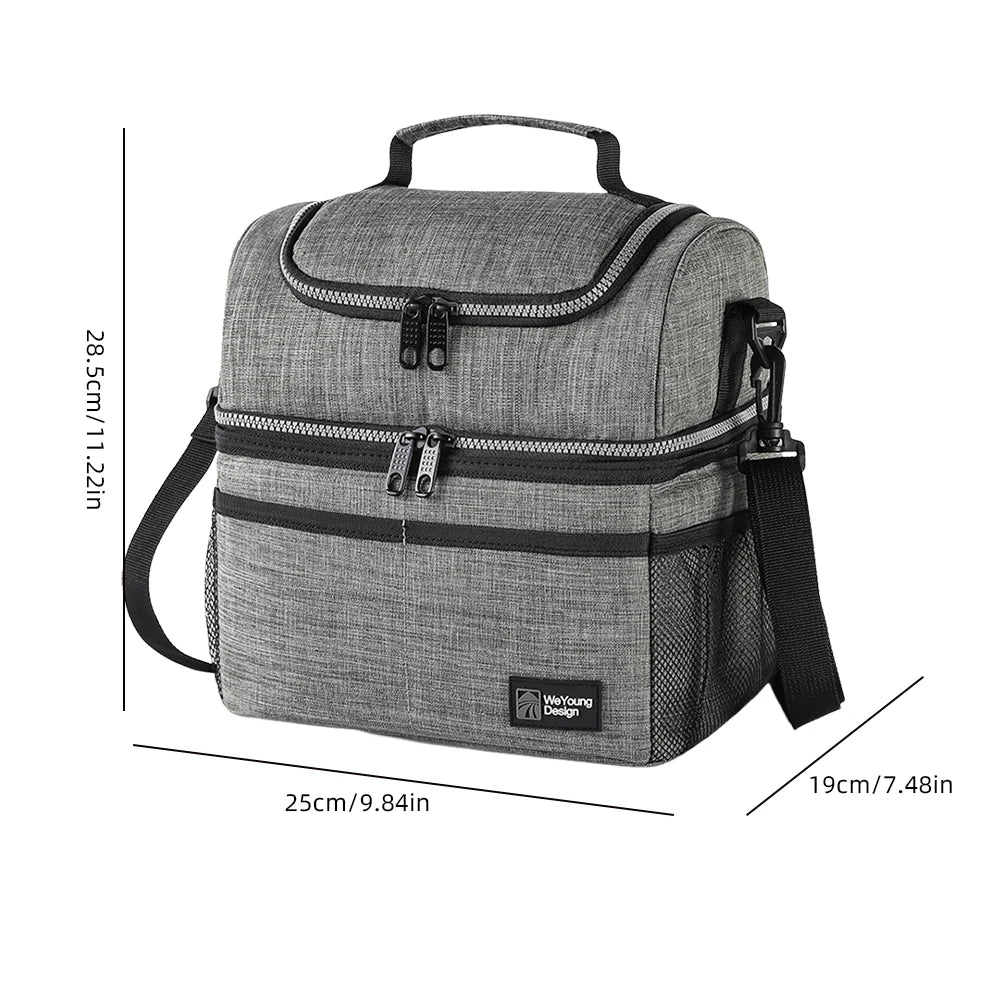 Lunch Box Double Deck Outdoor Picnic Bag Portable Thermal Lunch Bag for Work Outdoor Beach Trips Qme