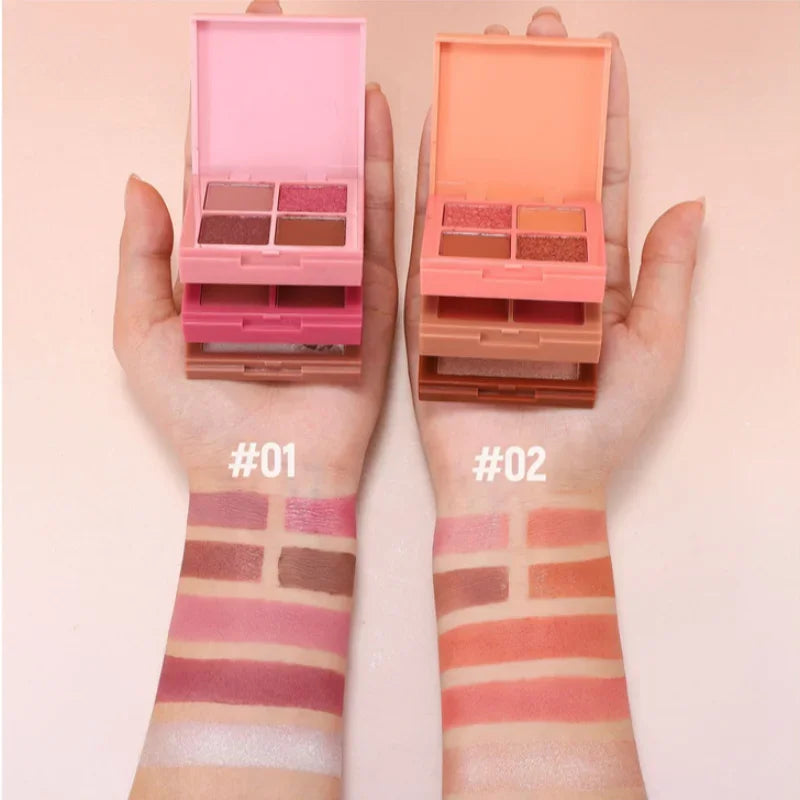 Multifunctional Palette Matte Highlighter Blush Palette Long-Lasting Blush Eyeshadow Face Cosmetics Makeup Palette Female Qme