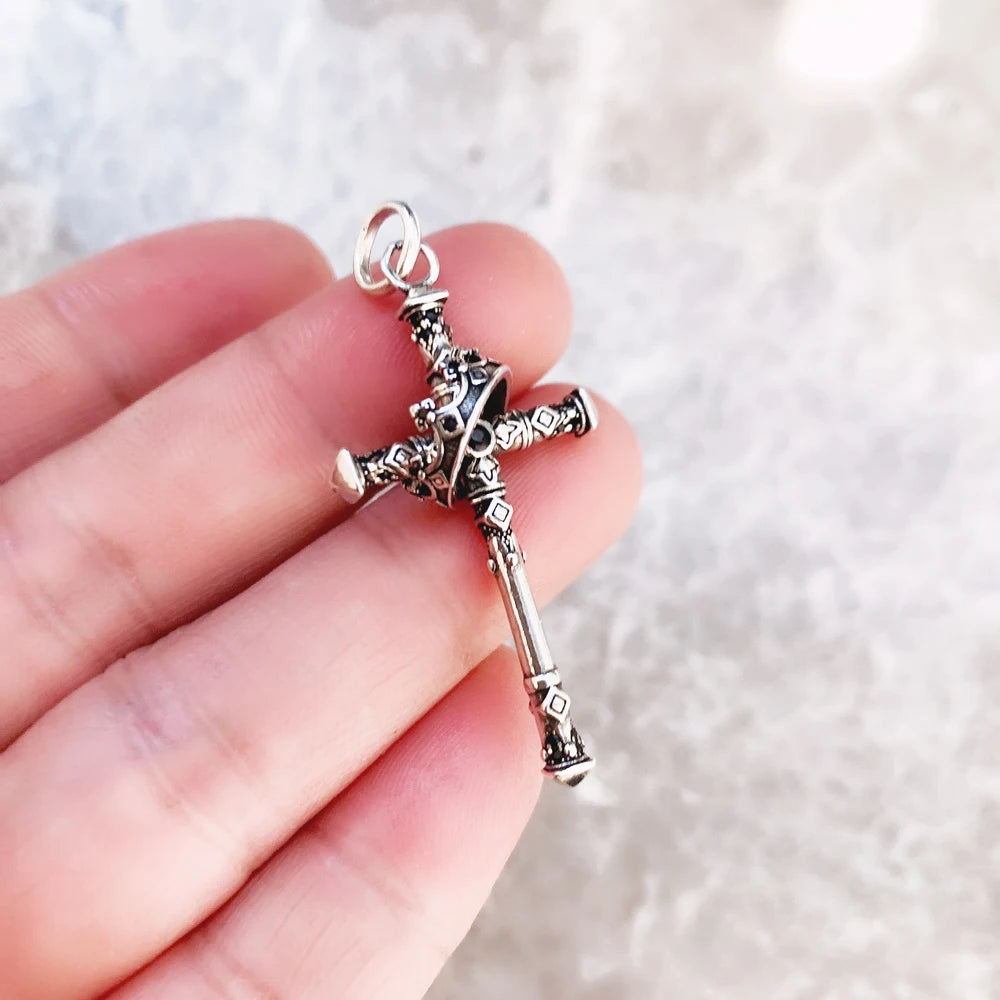 Pendant Majestic Cross & Crown Jewelry Europe 925 Sterling Silver Symbolism Promises Shield And Certaint Gift For Woman Men Qme