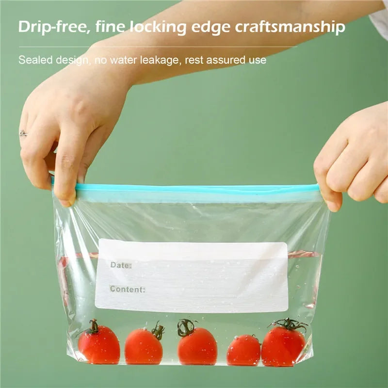 10/15pcs Thickened Sliding Lock Bag for Refrigerator Refrigeration, Freezing, Storage, Compact Bag, Food Grade Fresh-keeping Bag Qme