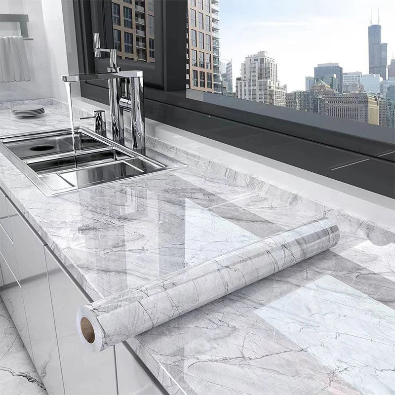 55CM Kitchen Stickers Home Decoration Waterproof and Moisture-proof Self-adhesive Stove Countertop Oil Fume Marble Wall Stickers Qme xinkamenhui 55cmX5m