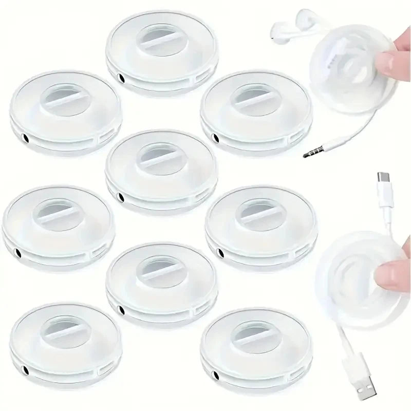 5pcs telescopic cable storage - transparent circular plastic USB charging cable winding tube, anti winding, suitable for travel, Qme