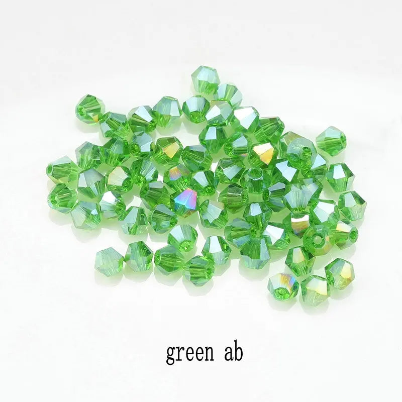 4mm 100pcs Shiny Crystal Beads Bicone Beads Glass Beads Loose Spacer Beads for Bracelet DIY Jewelry Making 200pcs Qme 6