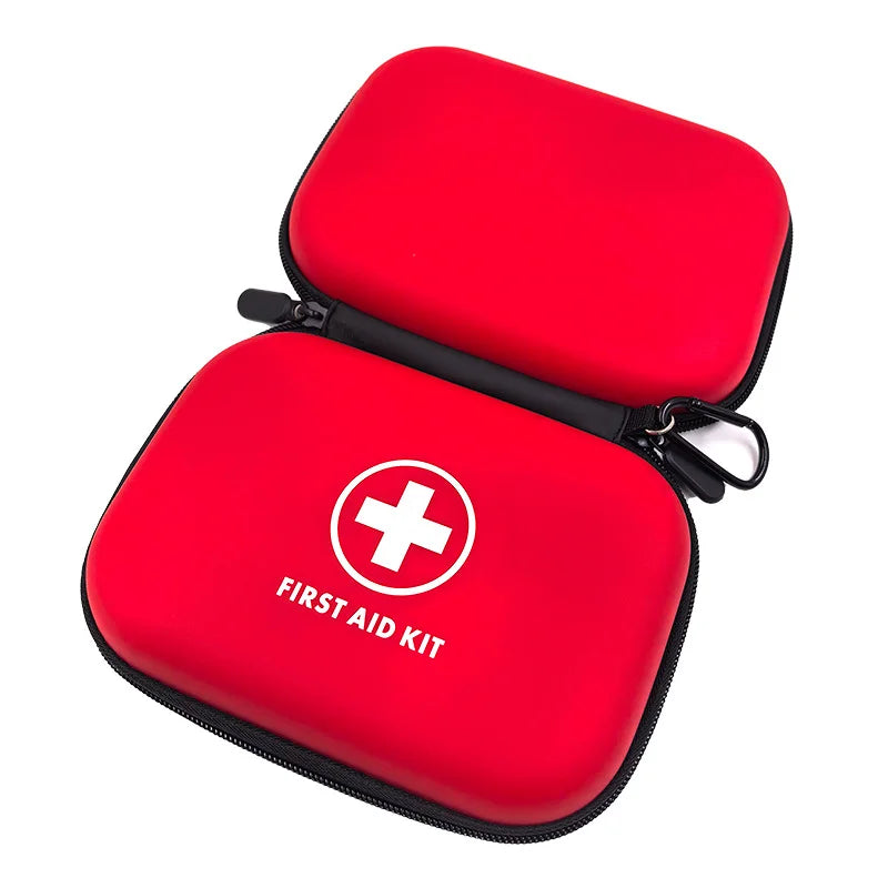 Compact Hard-Case First Aid Kit with Carabiner – Portable Emergency Medical Bag for Outdoor, Travel & Home Qme