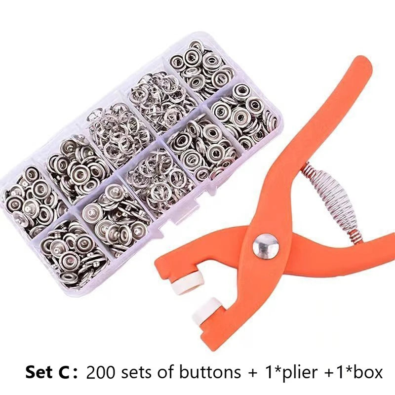 Snap Button Pliers Metal Press Studs Tool Stainless Steel Fastener Qme Set C