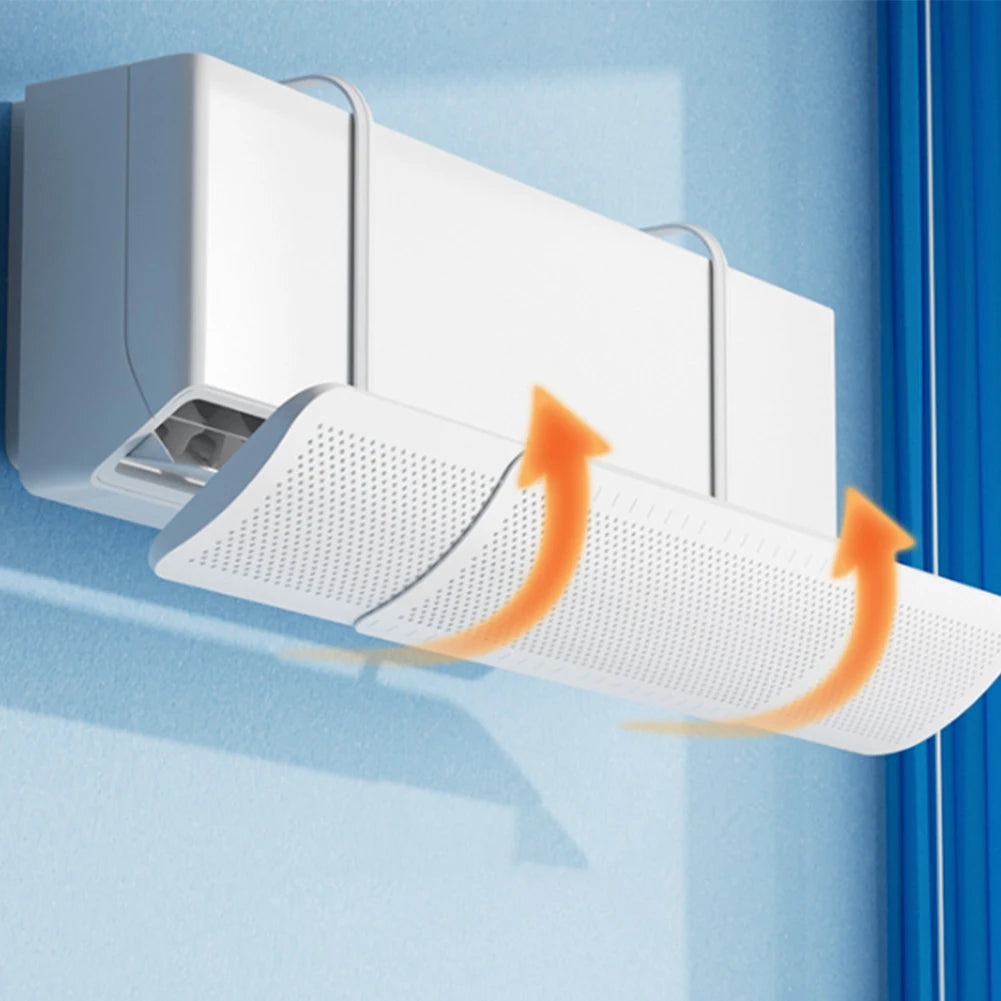 Wall Mounted Air Deflector For Air Conditioning With Adjustable Retractable Baffle To Reduce Direct Cold Air Exposure Qme
