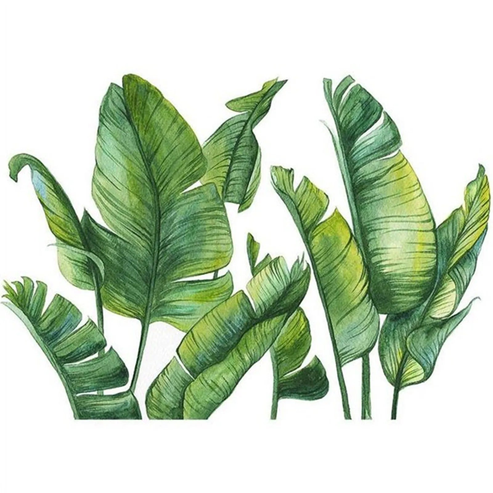 Green Leaves Wall Decal Quotes Tropical Plant Wall Art Sticker Novelty Decorative Waterproof For Living Room Bedroom Office Qme