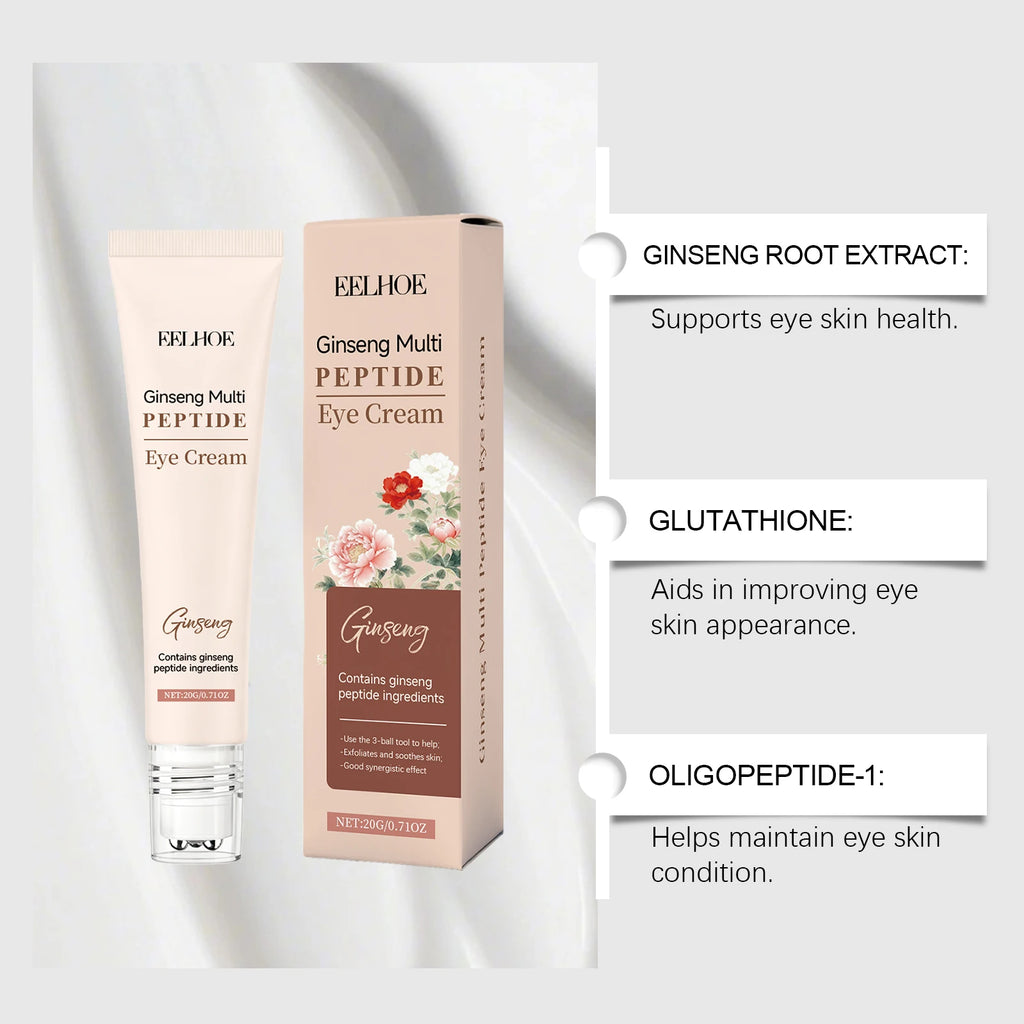 Ginseng Polypeptide Roller Eye Cream Anti-Aging Under Eye Treatment Reduce Wrinkles & Dark Circles Firming Brightening Eye Cream Qme