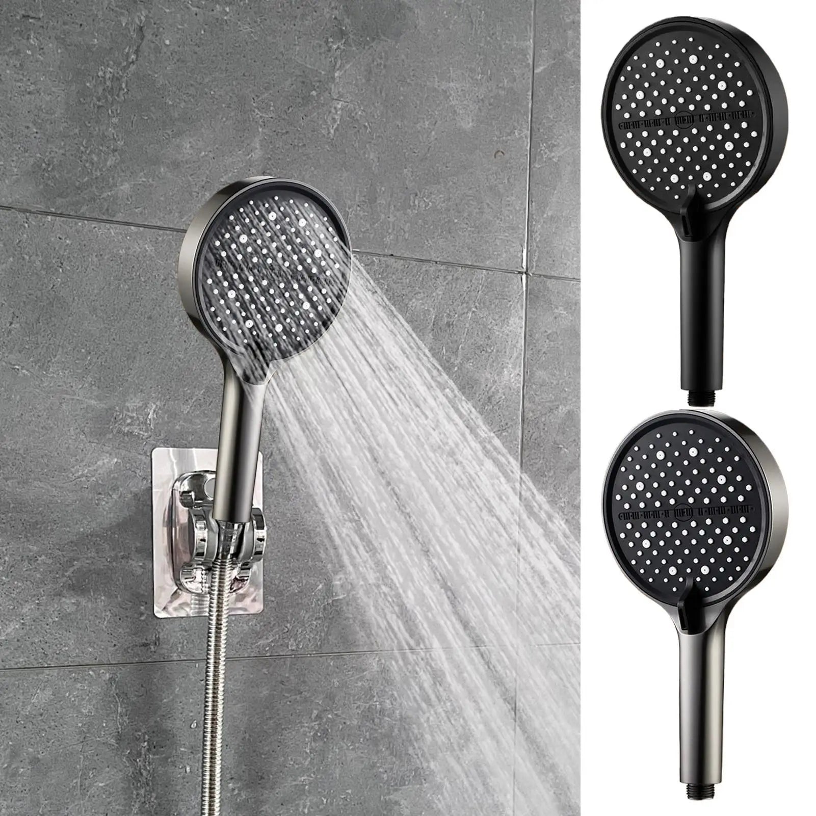 Pressure Shower Heads 7-Mode Handheld Head Rust-proof Replacement Qme