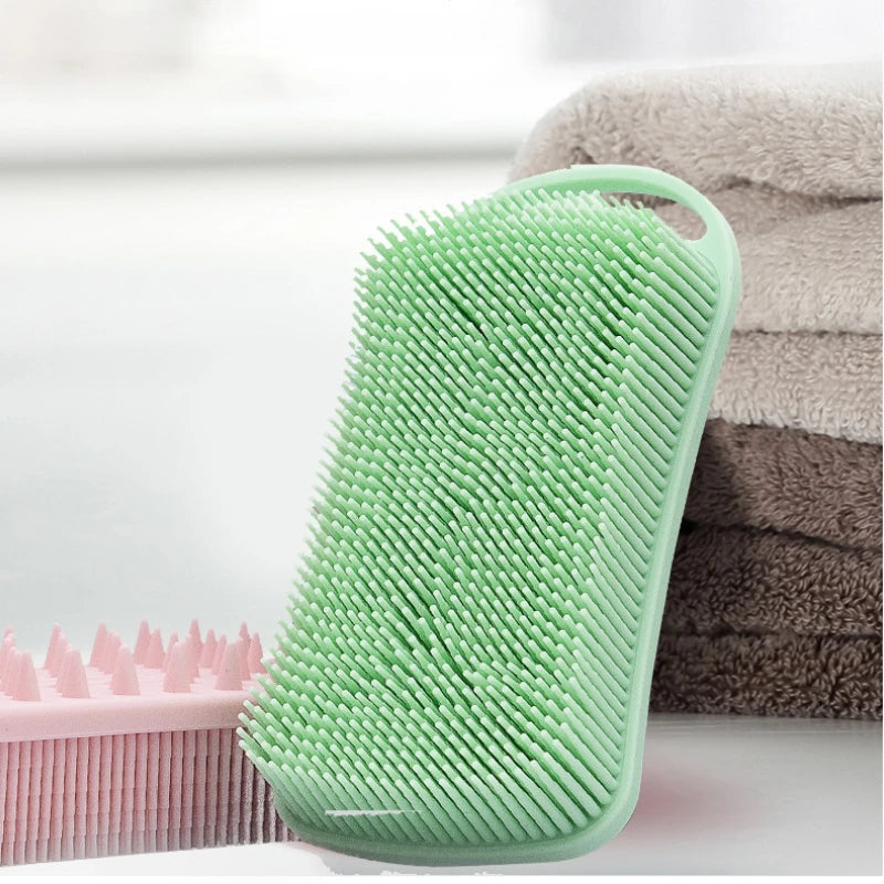 Double Sided Silicone Shower Brush 2 In 1 Exfoliating Body Brush Multi-Function Skin Cleaning Silicone Bath Brush Massage Brush Qme