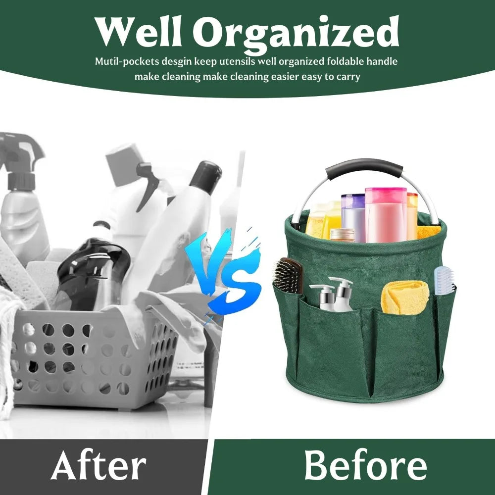 17L Foldable Storage Bucket 600D Oxford Cloth Portable Cleaning Tool Storage Organizer Outdoor Camping Picnic Garden Harvest Bag Qme