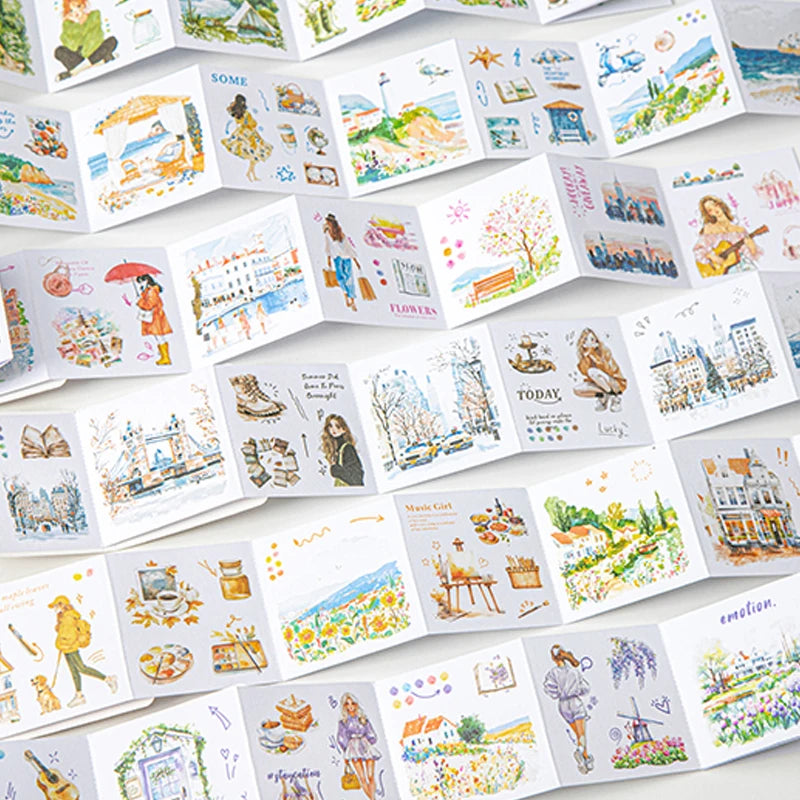10 Sheets/Bag Travel Scrapbook Die-Cut Stickers for Planner Notebook DIY Phone Case Decoration Office Stationery Gift Qme