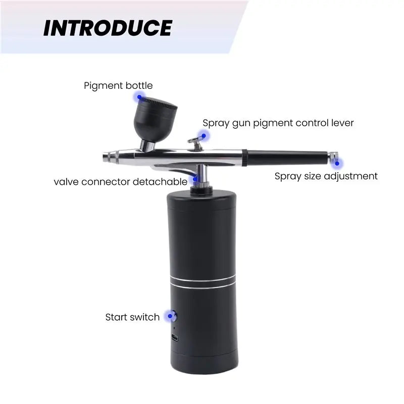 A02F-3X Airbrush Kit With Compressor Rechargeable Cordless Non-Clogging High-Pressure Airbrush Set Qme
