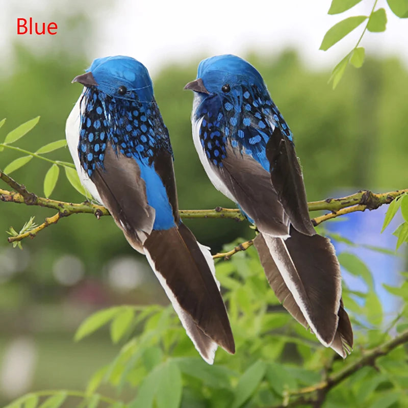 1Pcs 3D Fake Craft Birds Artificial Foam Feathers Birds Home Garden Wedding Birthday Party Home Decor Fake Sparrow Qme Blue