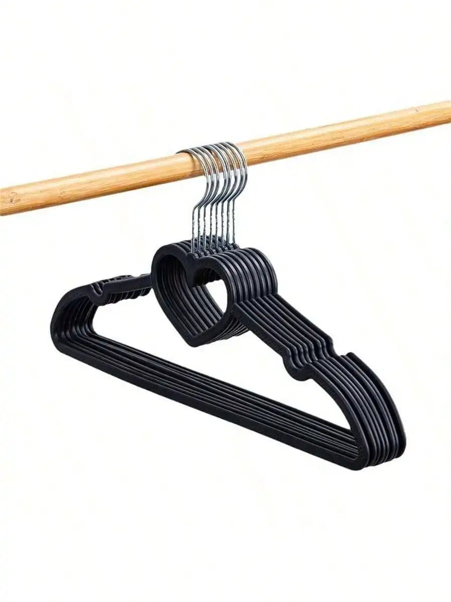 Heart-shaped Hangers 360 Degree Hooks Rotating Suitable Adult Jackets Qme black