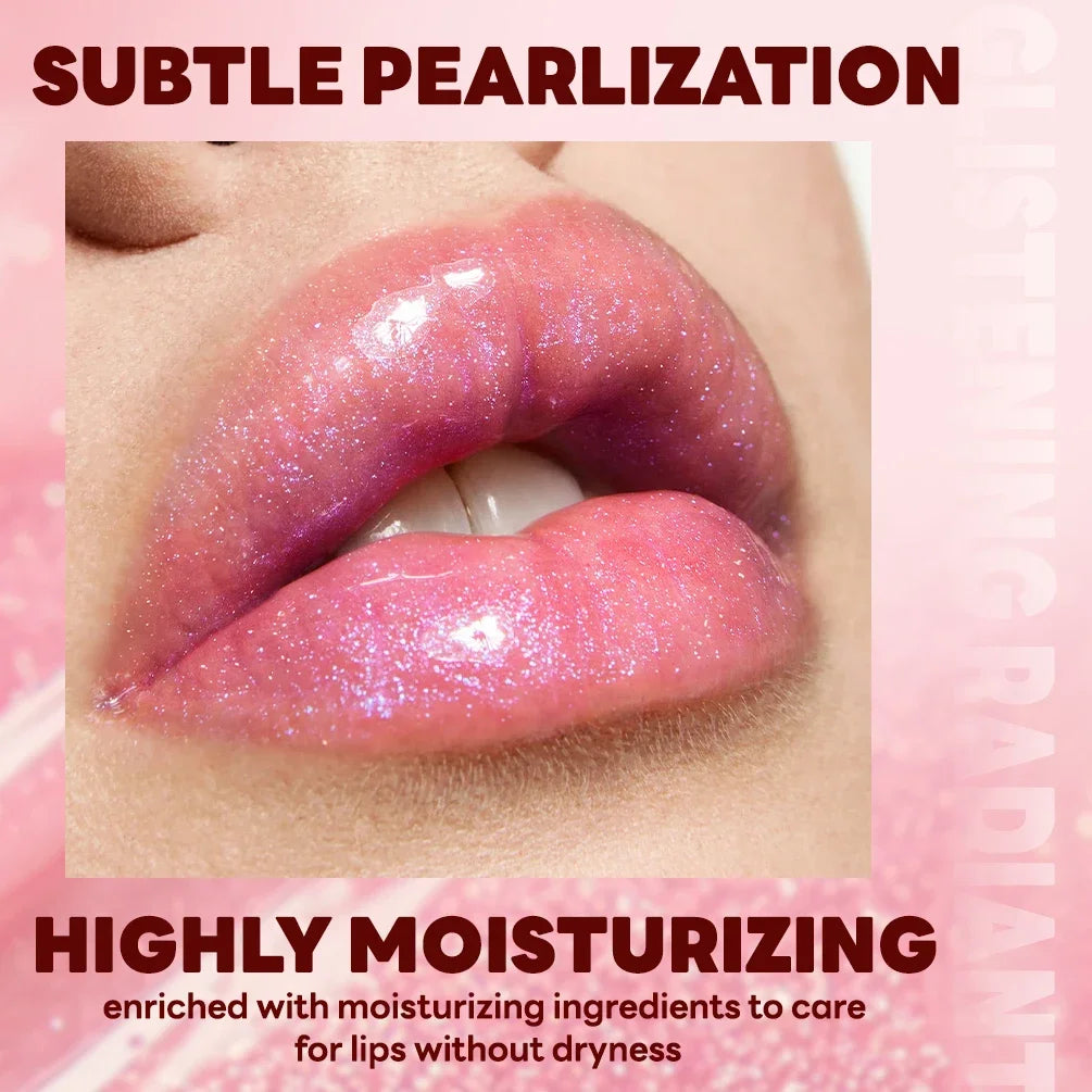 QIBEST 8 Colors Glitter Lip Gloss Makeup Sets Lasting Shiny Shimmer Lip Glaze Makeup Lip Tint Moisturizing Lip Balm Oil Lipgloss Qme