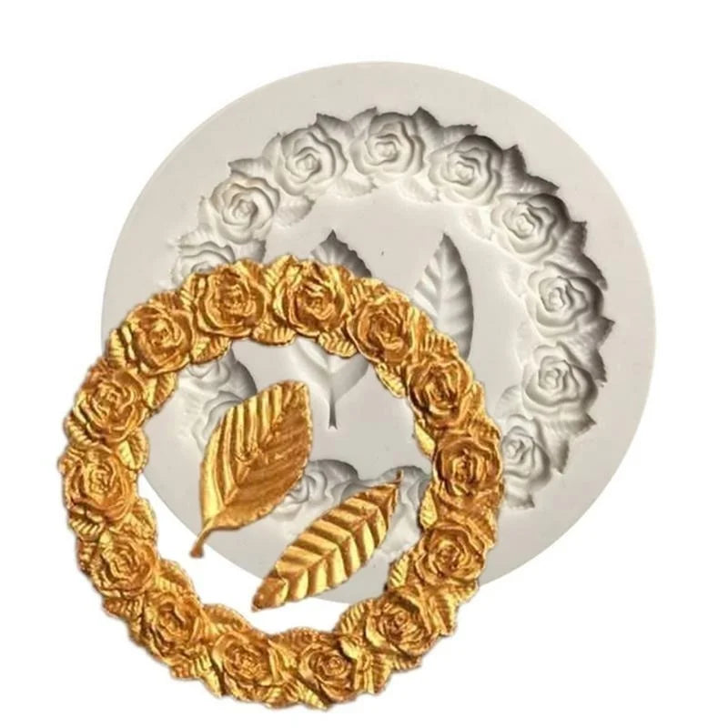 1 PC Rosette Leaves Silicone Mold Cake Diy Chocolate Mold Picture Frame Frame Sugar Baking Mold Molding Silicone Qme
