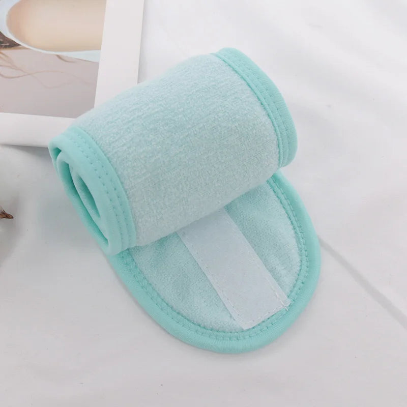 Women Soft Toweling Hair Accessories Girls Yoga Headbands for Face Washing Bath Makeup Hair Band Adjustable SPA Facial Headband Qme Cyan One Size
