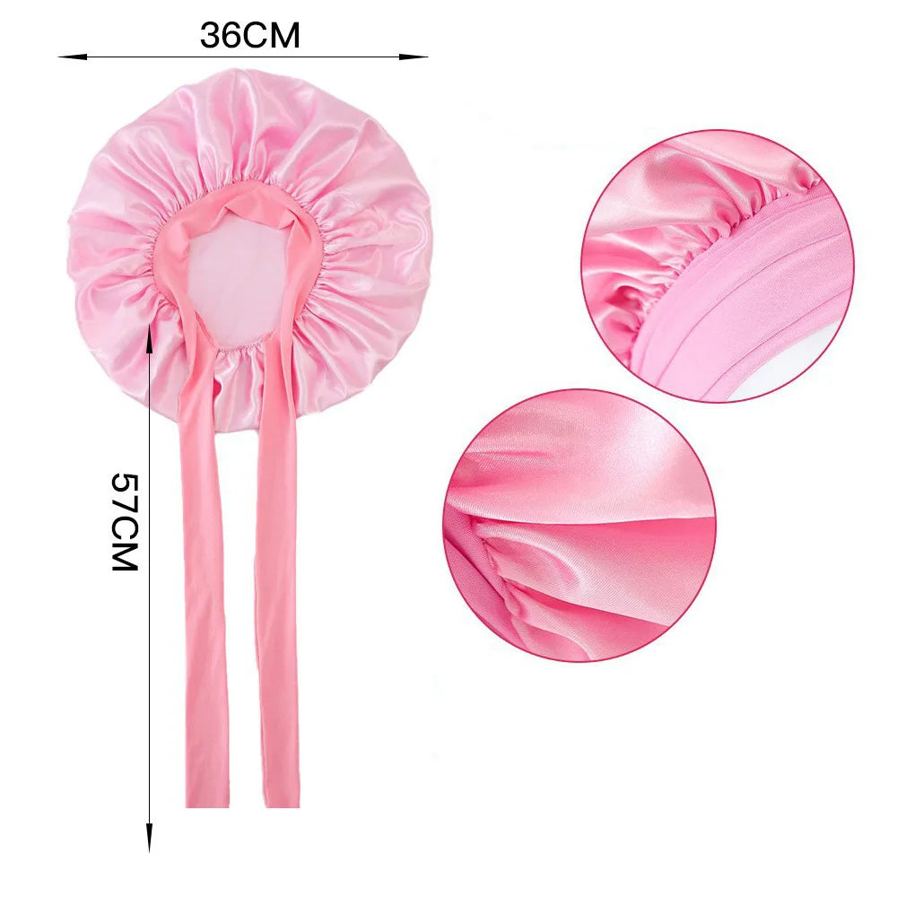 Sleeping Hat Women Satin Solid Night Sleep Cap Hair Care Bonnet Nightcap For Women Men Unisex Cap Bonnet De Nuit Shower Turban Qme