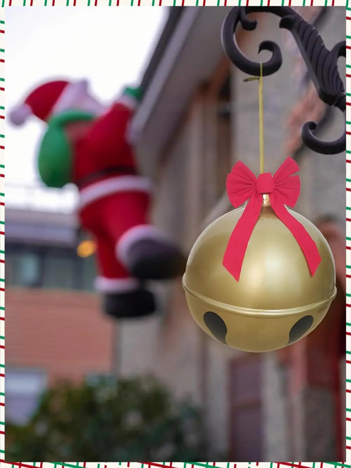 23.6-Inch Inflatable Christmas Ball with Bell Sound Outdoor Yard Fun Decoration Christmas Decorations Inflatable Bell Ornament Qme
