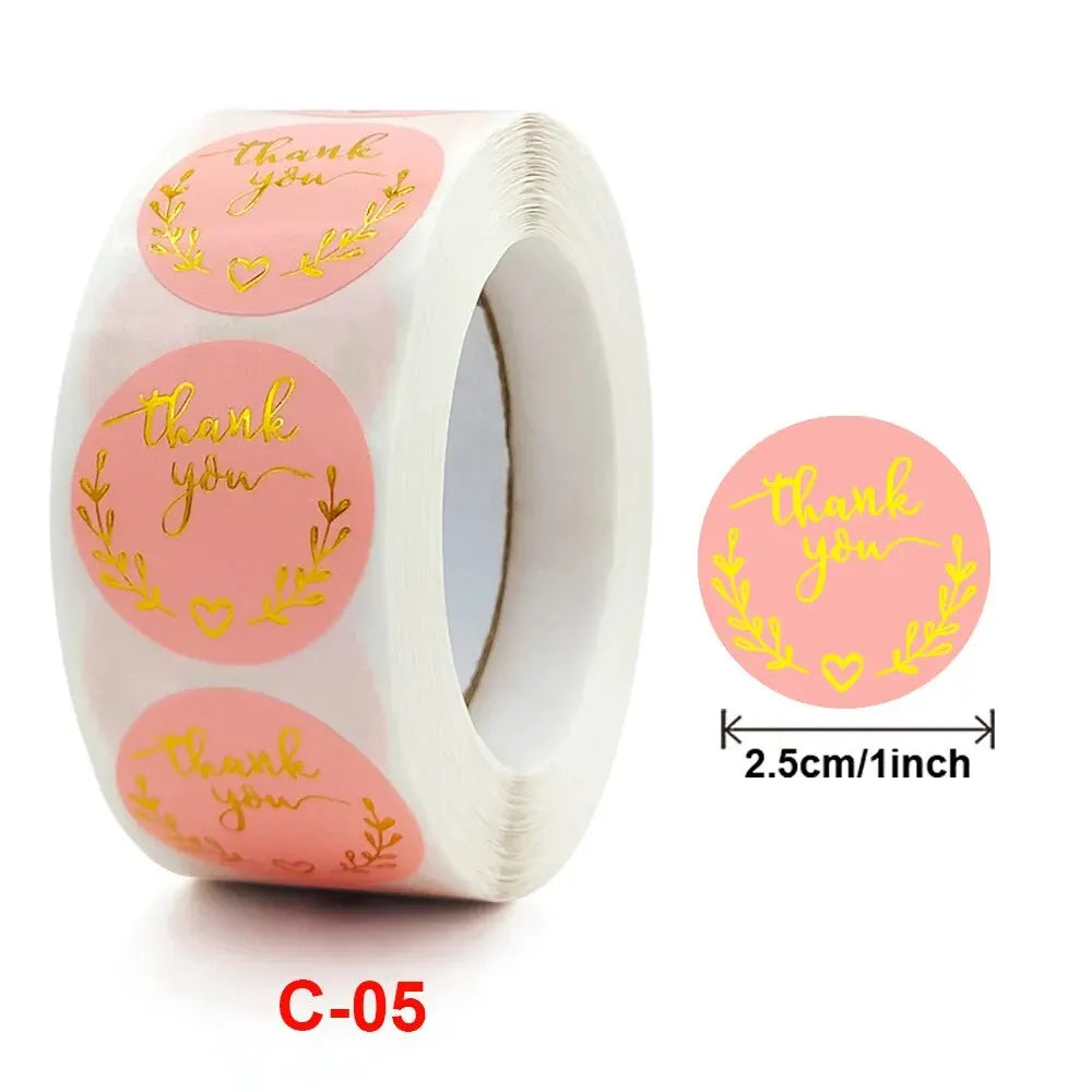 500Pcs 1inch Thank You Stickers For Envelope Sealing Labels Stationery Supplies Handmade Wedding Gift Decoration Sticker New Qme C- 05