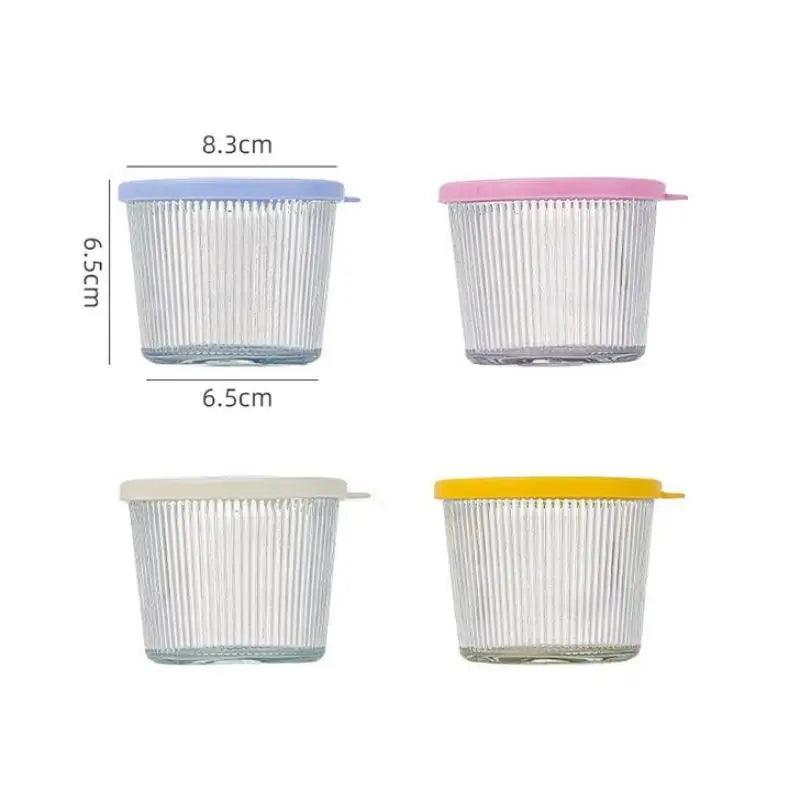 1/4PCS 200ML Glass Storage Jars Transparent Thicken Glass Storage Containers Multifunction Fresh-keeping Mini Clear Jars Kitchen Qme 4PCS