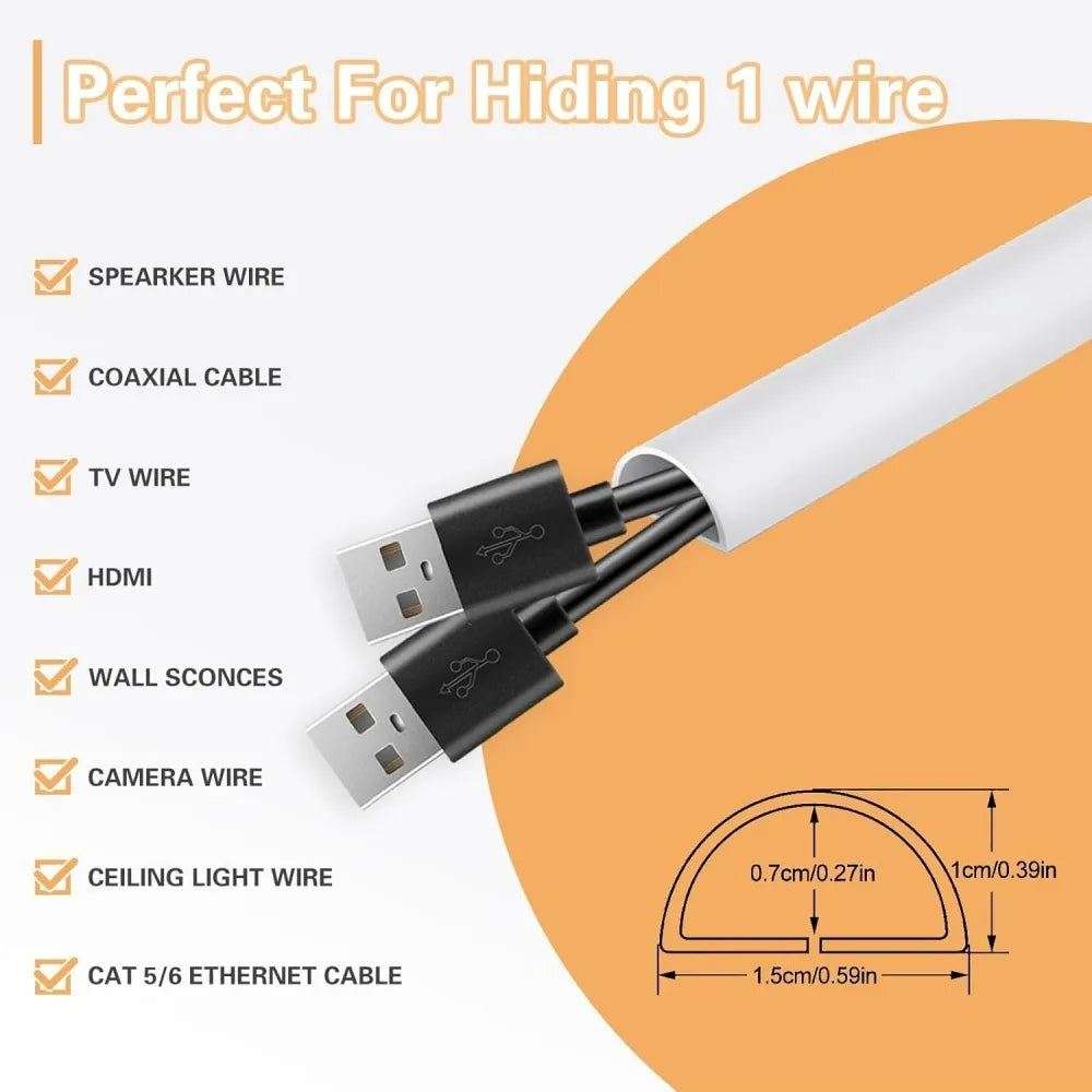 Arc Floor Cable Protector Invisible Flexible Cable Tray PVC Self-adhesive Anti-Step Protector Wire Organizer Home Decoration Qme