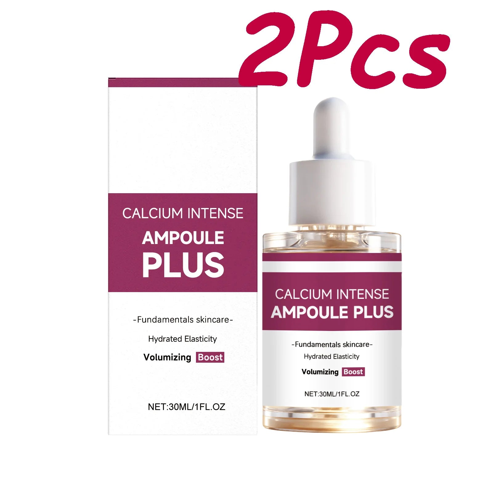 Calcium Intense Ampoule Plus with Collagen Moisturizing Essence Firming Smoothing Brightening Revitalizing Hydrating Face Serum Qme 2 x 30ml Boxed