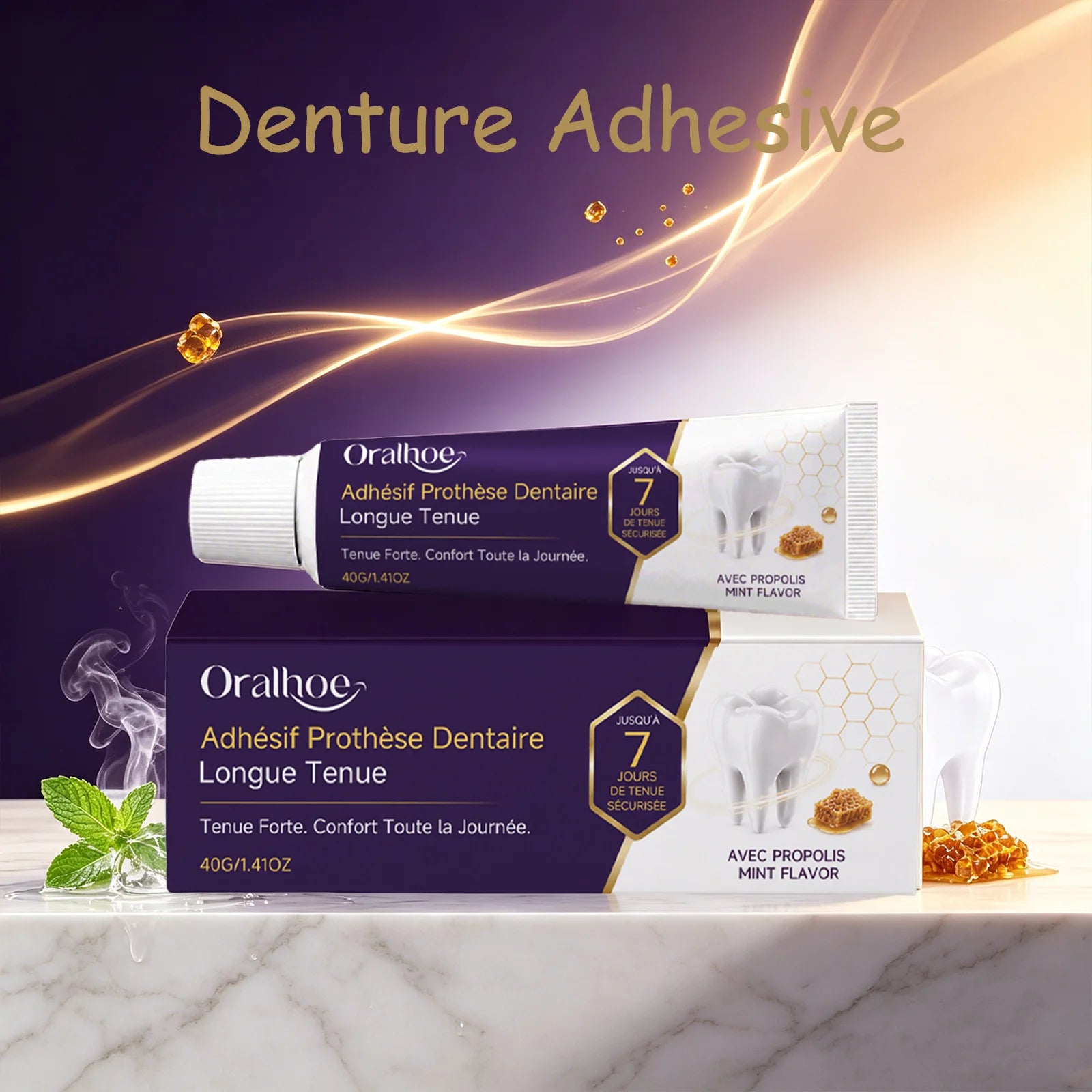 Oralhoe Denture Adhesive for Upper & Lower Denture Long‑Lasting Bonding Comfort‑Fit Portable Breathable Dentures Fixing Cream Qme