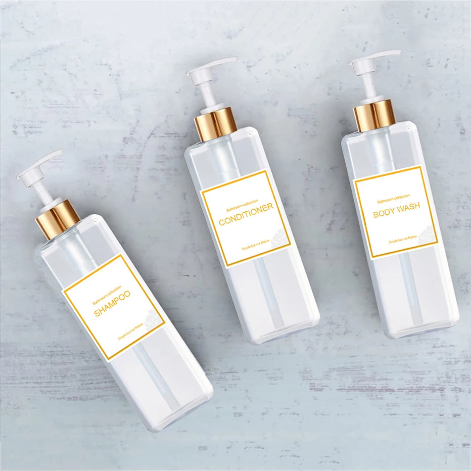 Plastic Pump Refillable Bottles for Shampoo Conditioner Body Wash Bathroom Shower Dispenser 500ML/16.9oz Empty Refill Container Qme