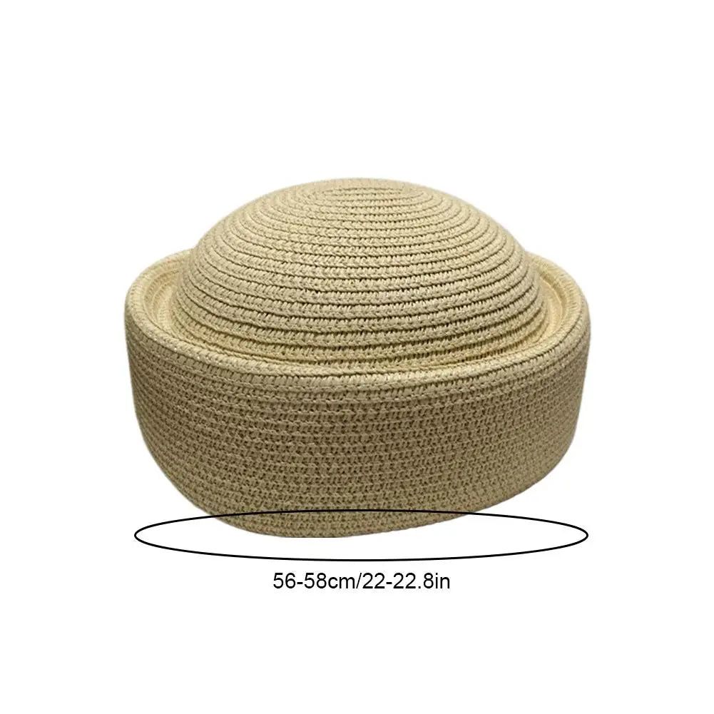 Round Raffia Straw Hats Women's Hat Summer Sunscreen Outdoor Qme