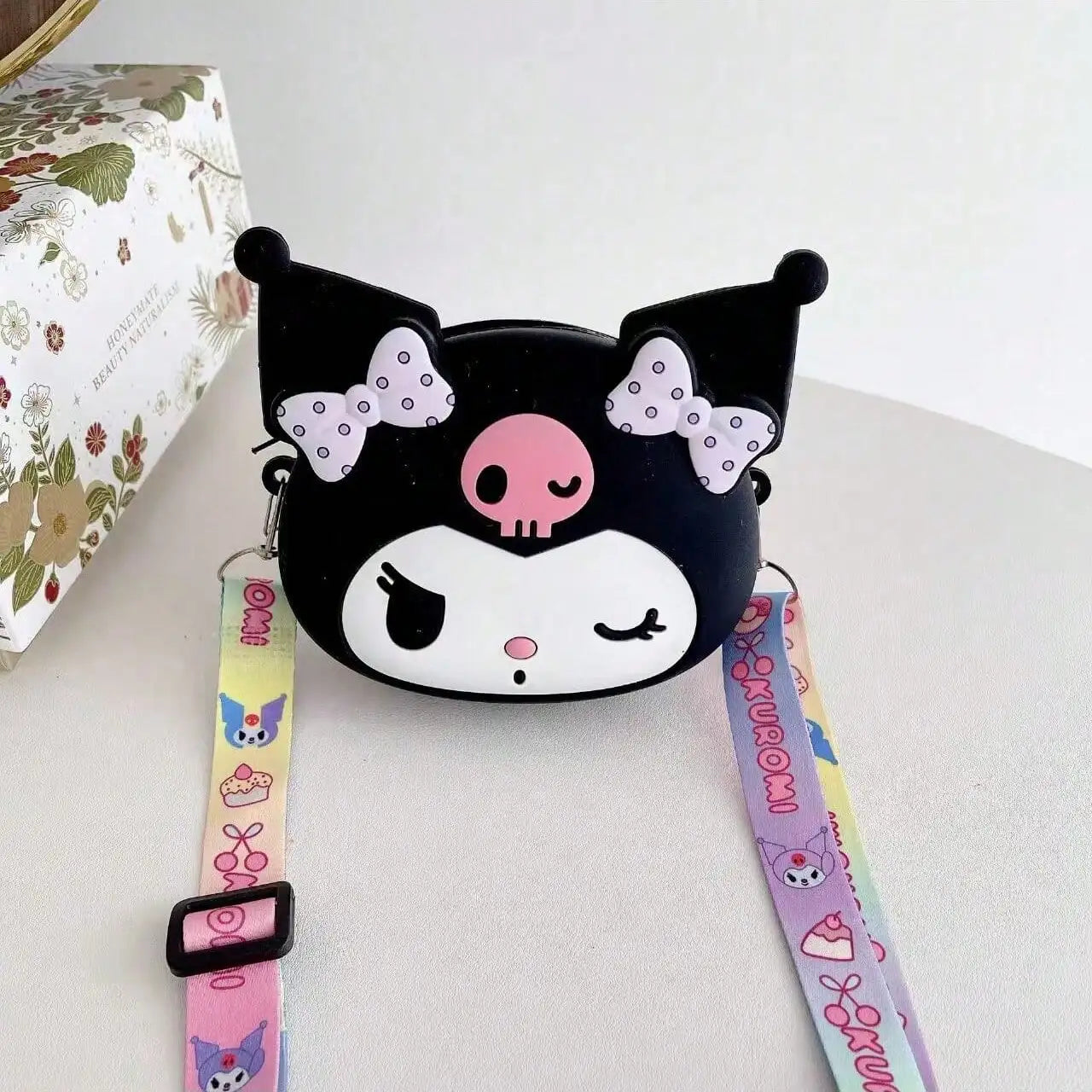 Kuromi Coin Purse Cartoon Silicone Bag Accessory Travel Carrying Qme black