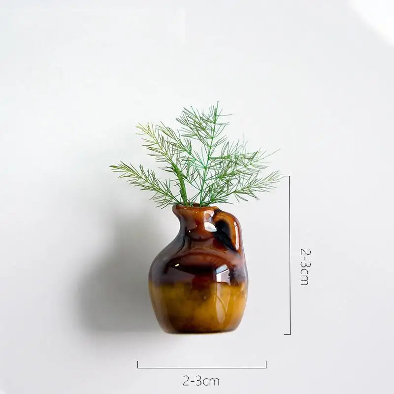 Mini Ceramic Vase Fridge Magnet 3D Micro Landscape Decorative Plant Qme 08