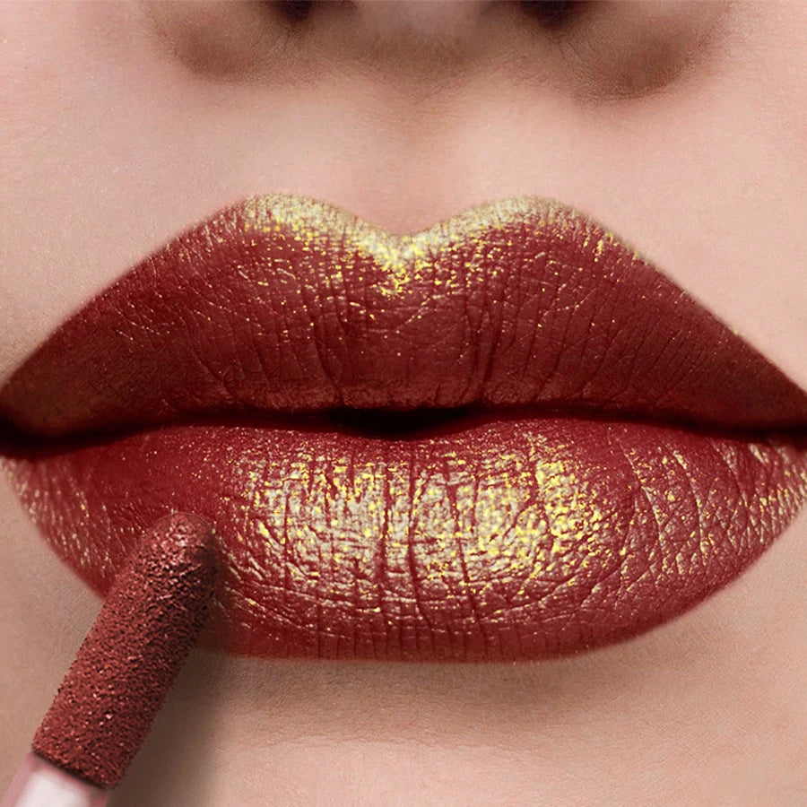 Glitter Metallic 14 Colors Lip Glaze Shiny Long Lasting Gloss Liquid Qme 06