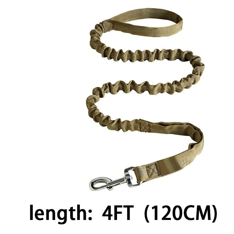 Tactics Dog Collar Control Handle Adjustable Training Nylon Heavy Qme Khaki Leashes L