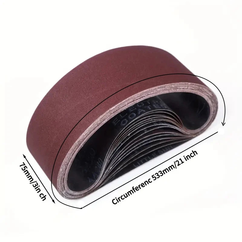 15pcs 3x21(75x533) Inch Sanding Belt Sanding Paper Suitable For Sanding Machine Grinding Woodworking Metal Polishing Qme