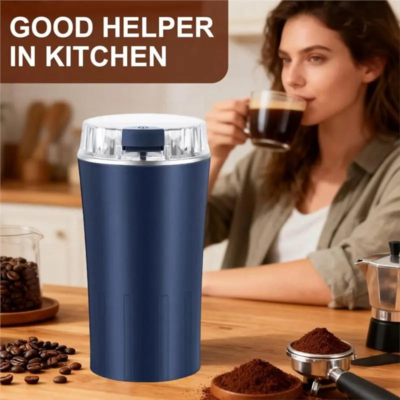 A02F-Electric 300W Coffee Grinder,With Stainless Steel Blades, One Touch Operation For Spices-Mills Home Use-EU PLUG Qme