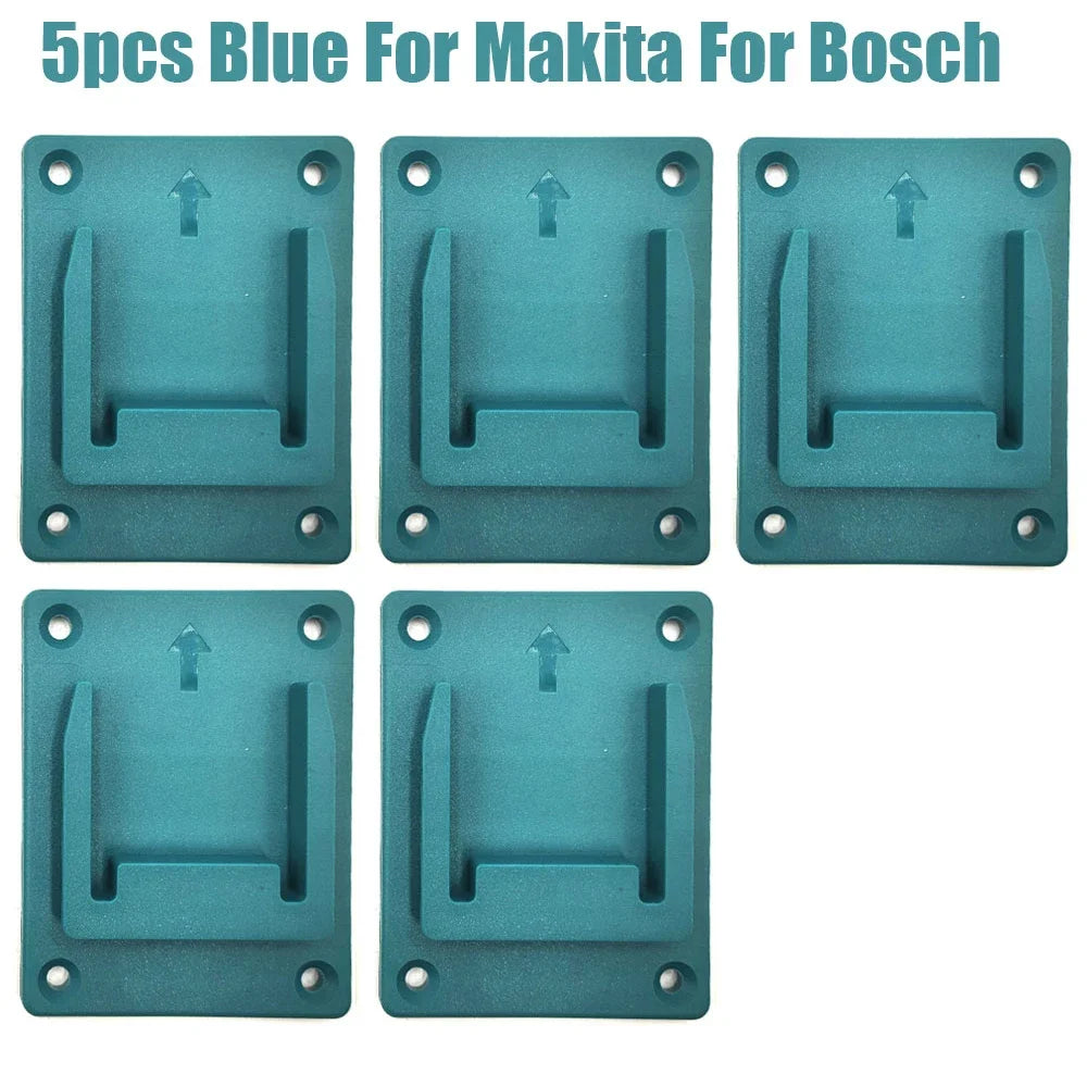 Wall Mount Drill Tool Storage Bracket For Makita For Bosch 14.4V/18V Li-ion Battery Tool Machine Fix Device Hang Display Stand Qme 5pcs Blue
