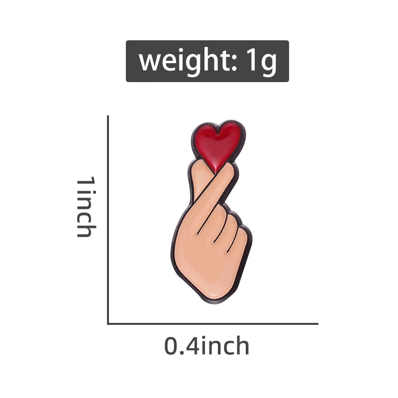 Cartoon Enamel Pin Gesture Heart Badge Jewelry Love Men Women Backpack Hat Lapel Brooches Accessories Wholesale Friends Gifts Qme