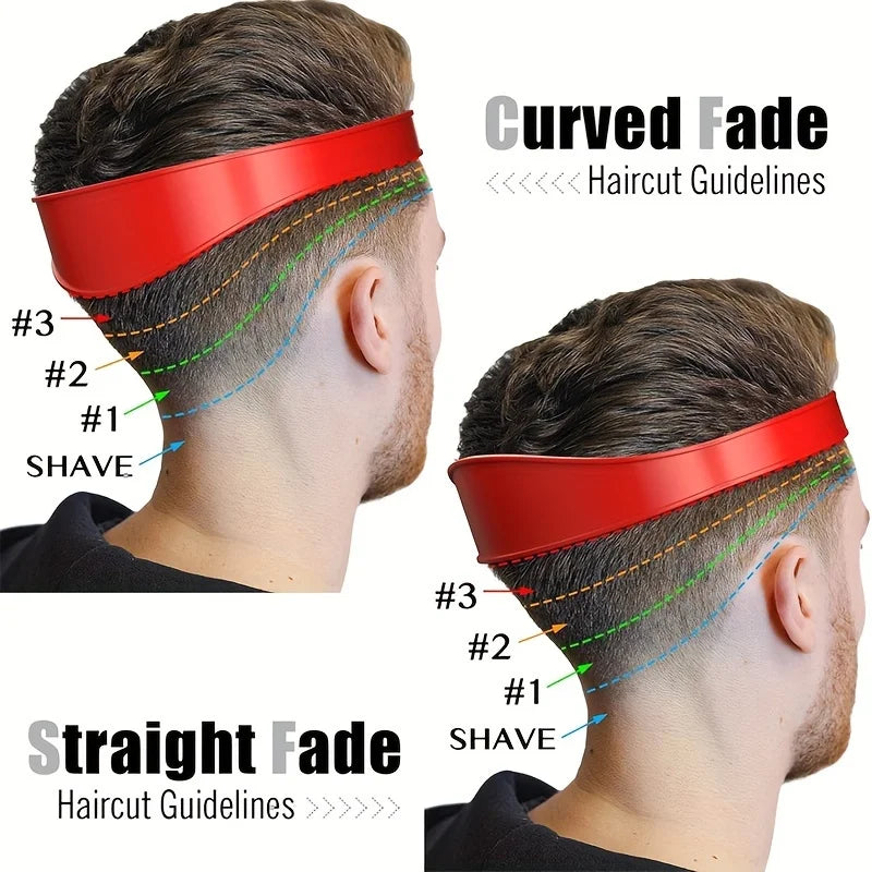 Adjustable Curved Fade Haircut Guide Band - Silicone Neckline Shaving Template for DIY Home Haircuts & Travel Use ﻿ Qme 2pcs