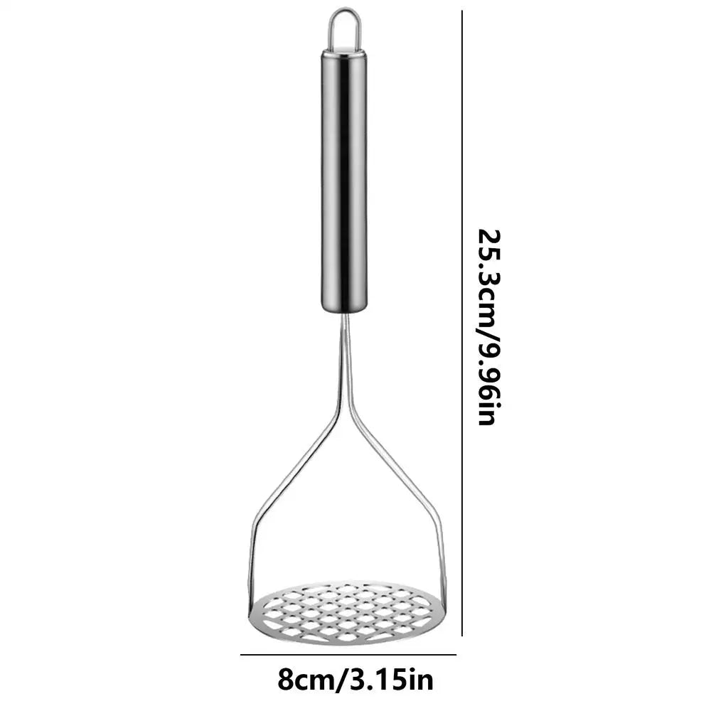 1pcs Potato Press Stainless Steel Kitchen Potato Masher Tool Kitchen Tools for Cooking Pureeing Vegetable Fruit Bean Restaurant Qme as shown