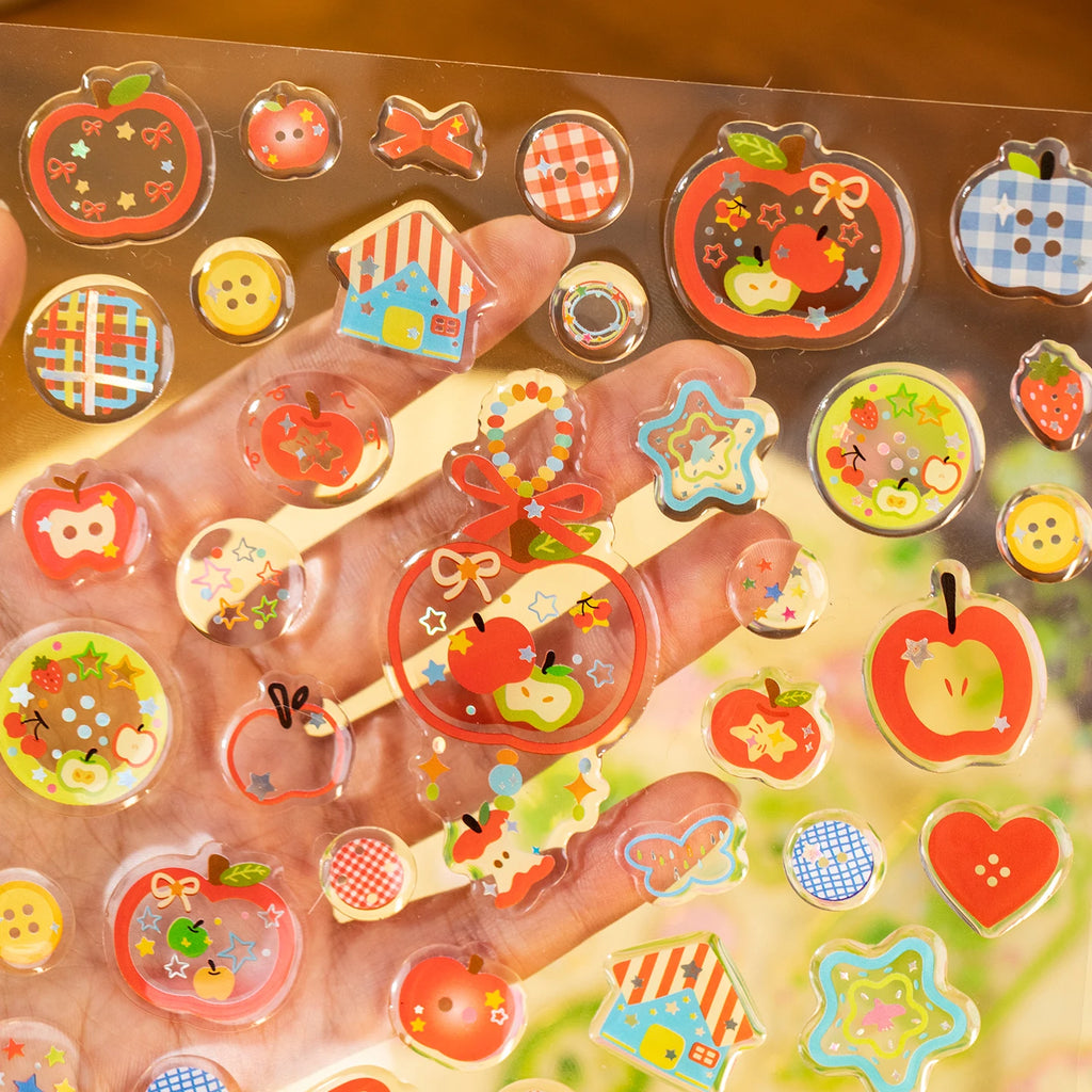 1 Sheet Cute Laser Silver Epoxy Sticker for DIY Scrapbooking Collage Guitar Phone Case Notebook Decoration Qme