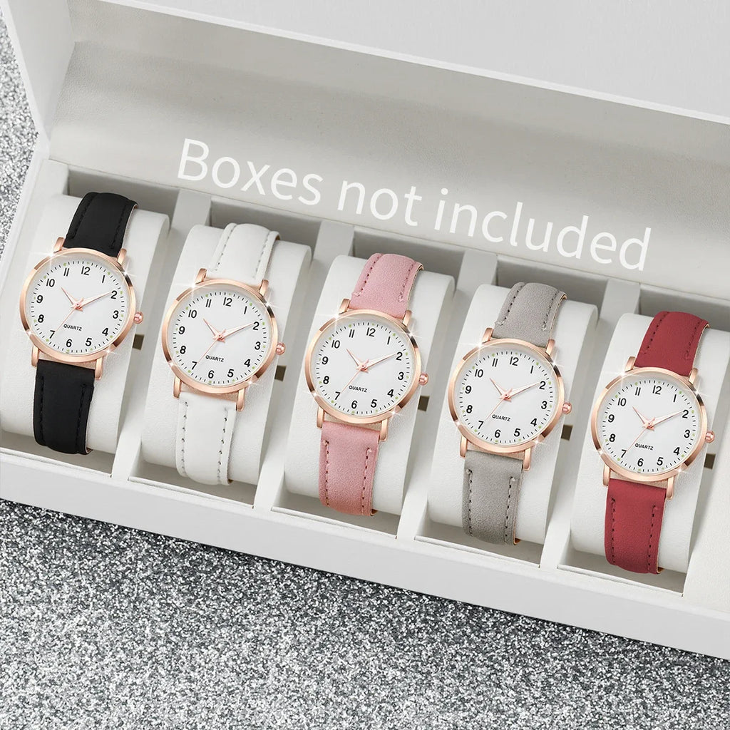 2026 Minimalist digital student night light watch, small fresh frosted leather casual watch, women's quartz watch Qme