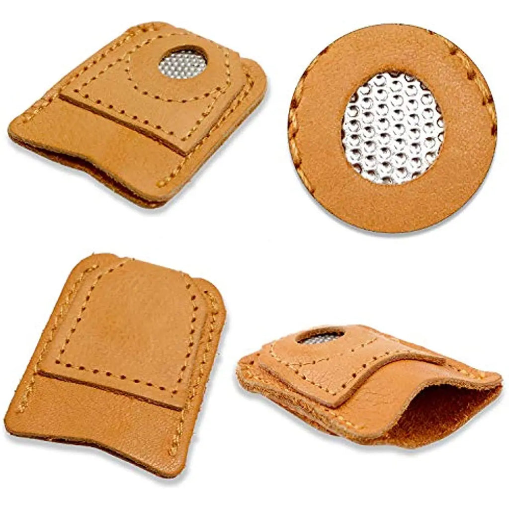 Leather Thimble Finger Protector, Sewing Needle Pad for Hand Quilting & Embroidery Qme