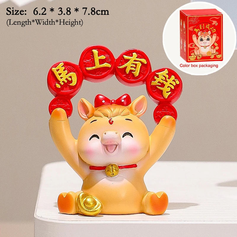 2026 Cute Year Of The Horse Ornament Lucky New Year Horse Toy DIY Desktop Decoration Car Ornament Pony Decor New Year Gift Qme A11
