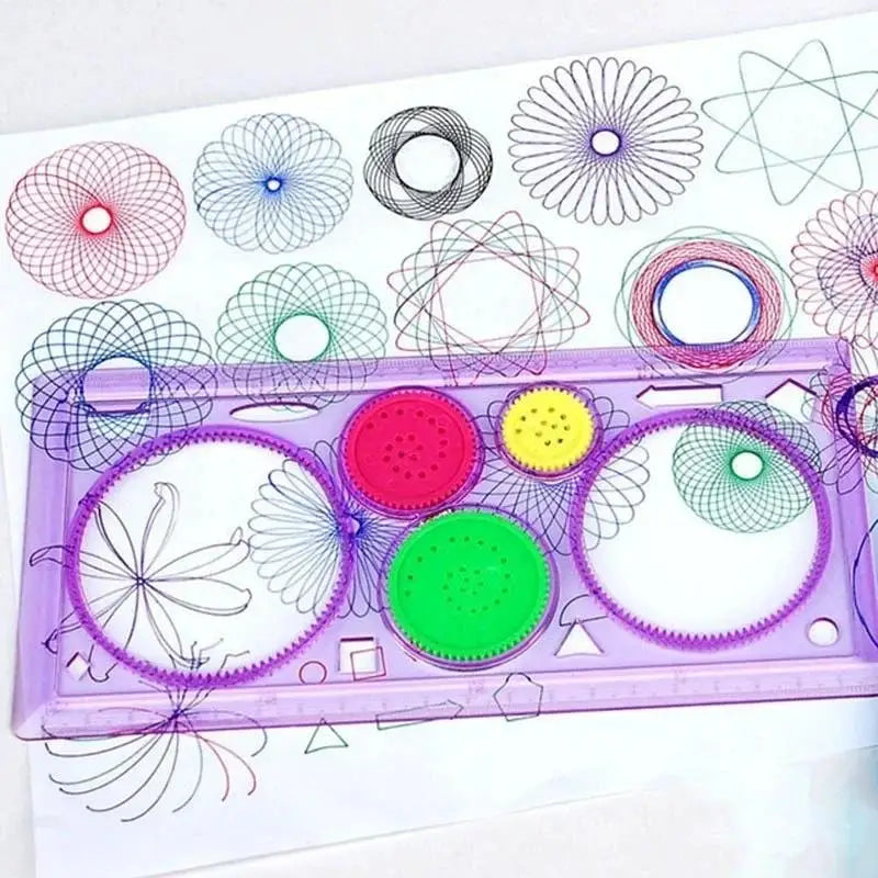 Random Color Painting Multi-function Puzzle Spirograph Geometric Ruler Drafting Tool For Students Drawing Toys Learning Art Tool Qme random color