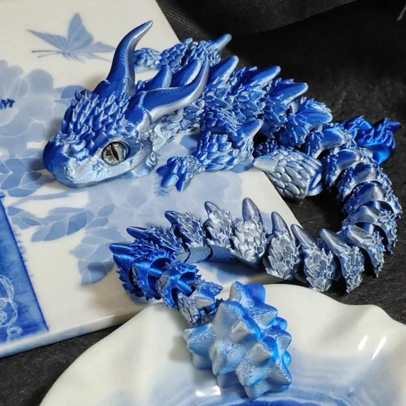 Arrival 3D Printed Akatsuki Magic Dragon Movable Joints Desk Toy Qme BlueSilver gradient