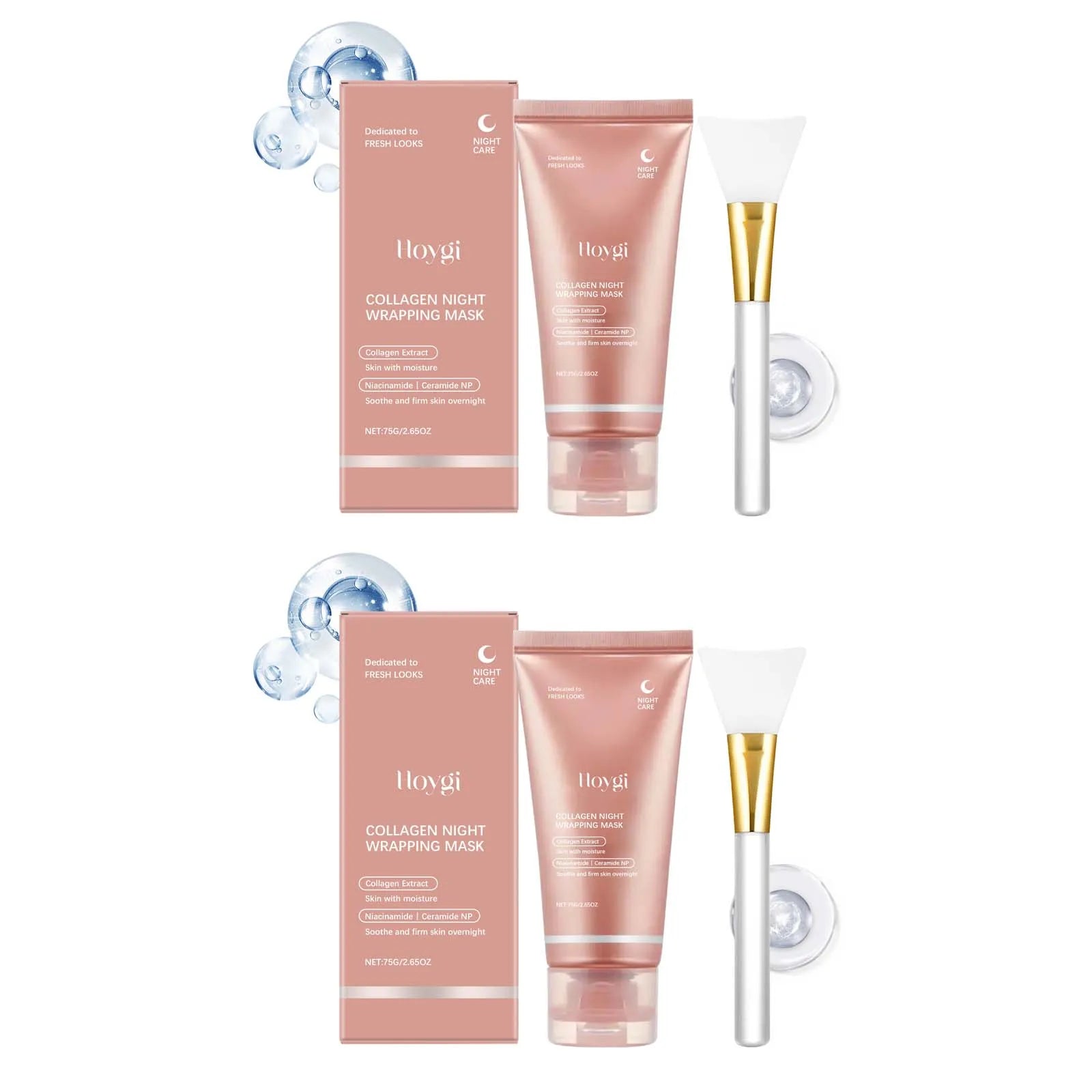 Collagen Peel Off Face Mask Pore Shrinking Hydrating Moisturizing Night Wrapping Mask Cream Firming Skin Peel-off Facial Mask Qme 2 Sets
