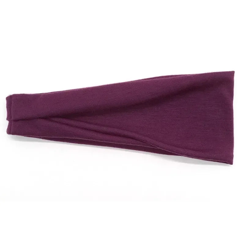 Women Headband Twist Cotton Sport Wide Turban Twisted Knotted Qme Fuchsia 10cm-22cm